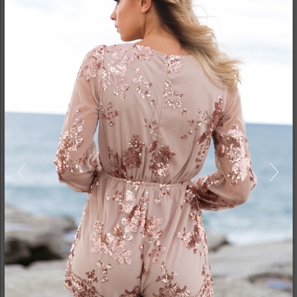 Hello Molly Sequin Romper Gold Bronze - Picture 4 of 8